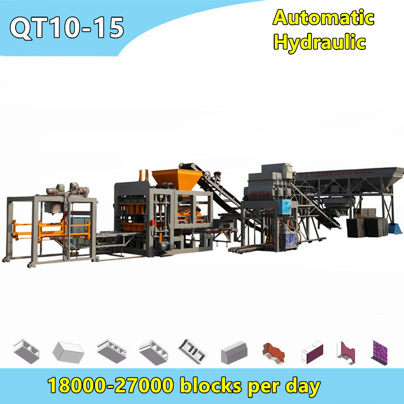 QT10-15 concrete hole hollow inched block molding machine stocked solid brick making form machine