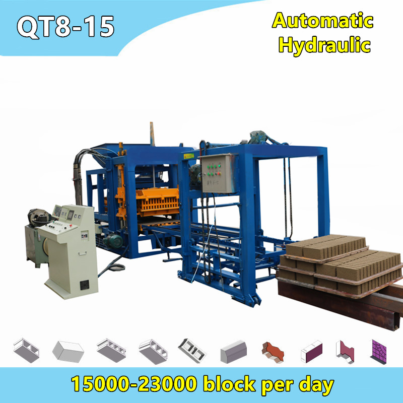 QT8-15 automatic hydraulic standard brick making machine for sizes cement blocks