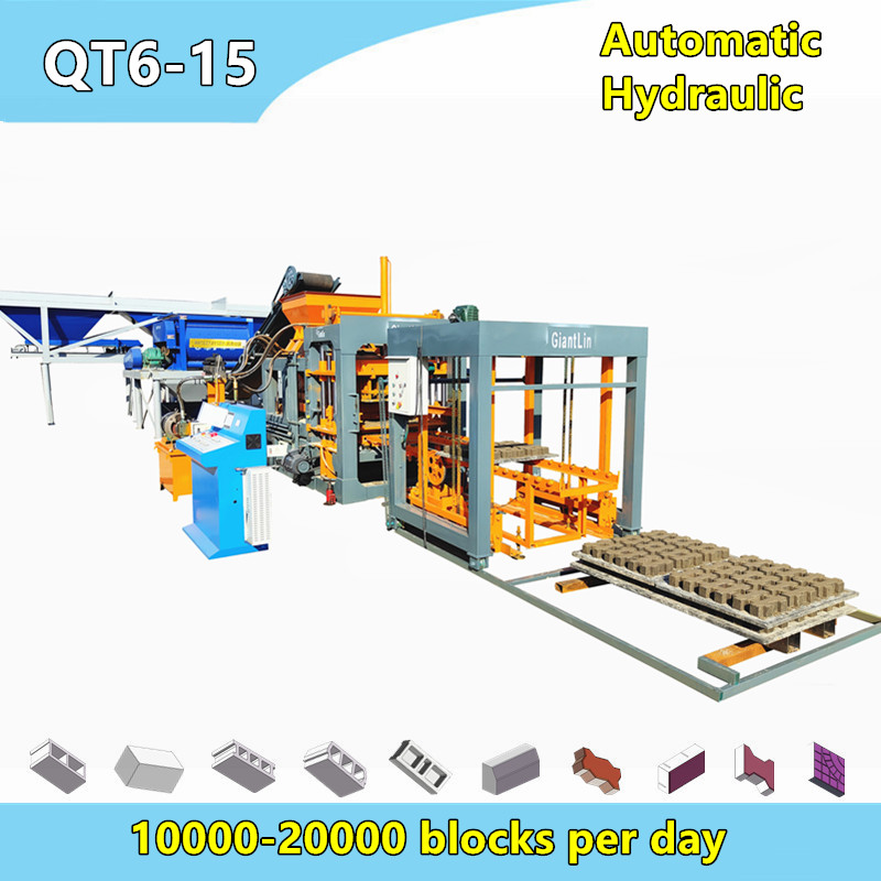 QT6-15 automatic hydraulic multi functional concrete blocks making machine