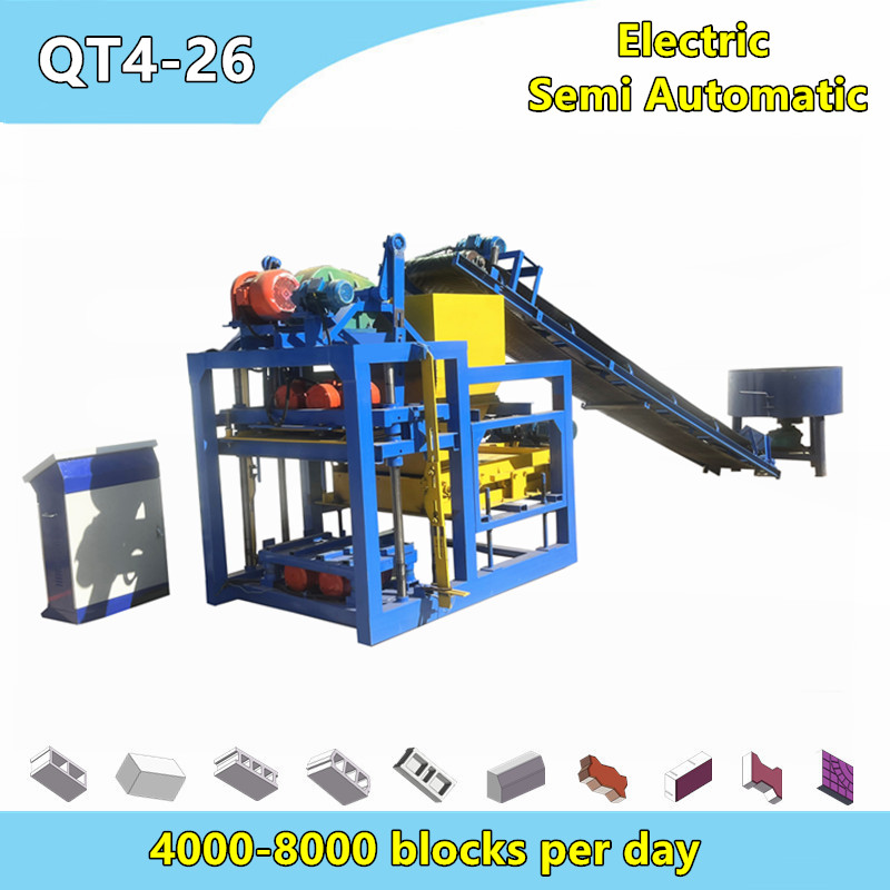 QT4-26 semi automatic hollow blocks machine