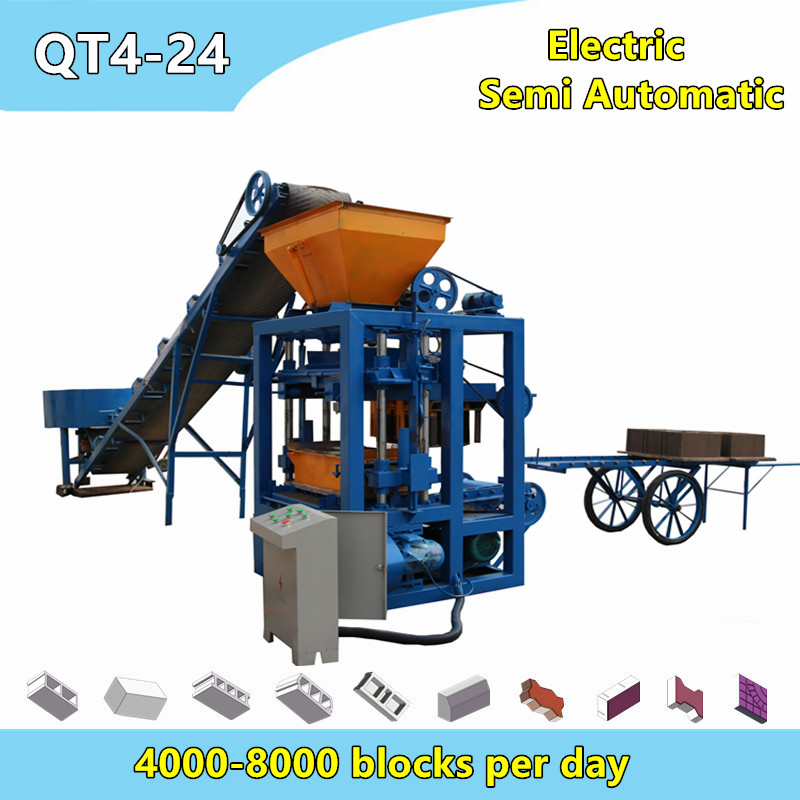 QT4-24 Semi automatic concrete block making machine price for sale
