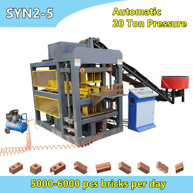 SYN2-5 automatic hydraulic adobe interlocking brick machine