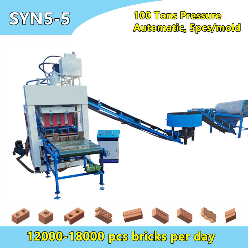 SYN5-5 super automatic hydraulic press red clay interlocking brick machine