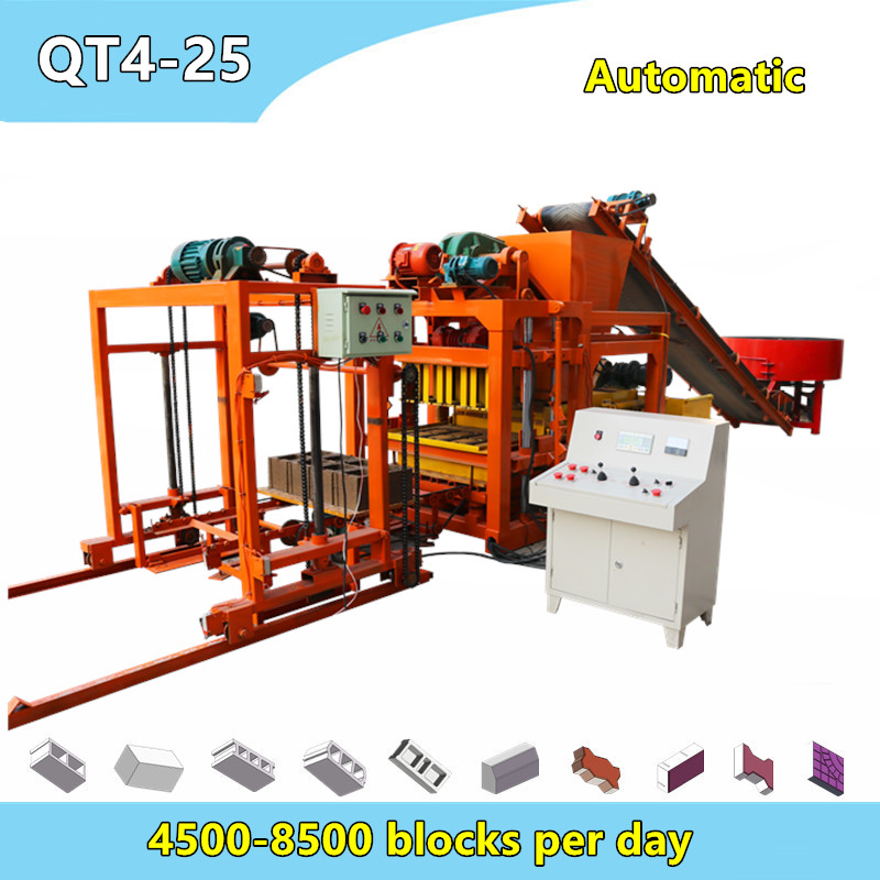 QT4-25 automatic electricity motor vibration forming block machine