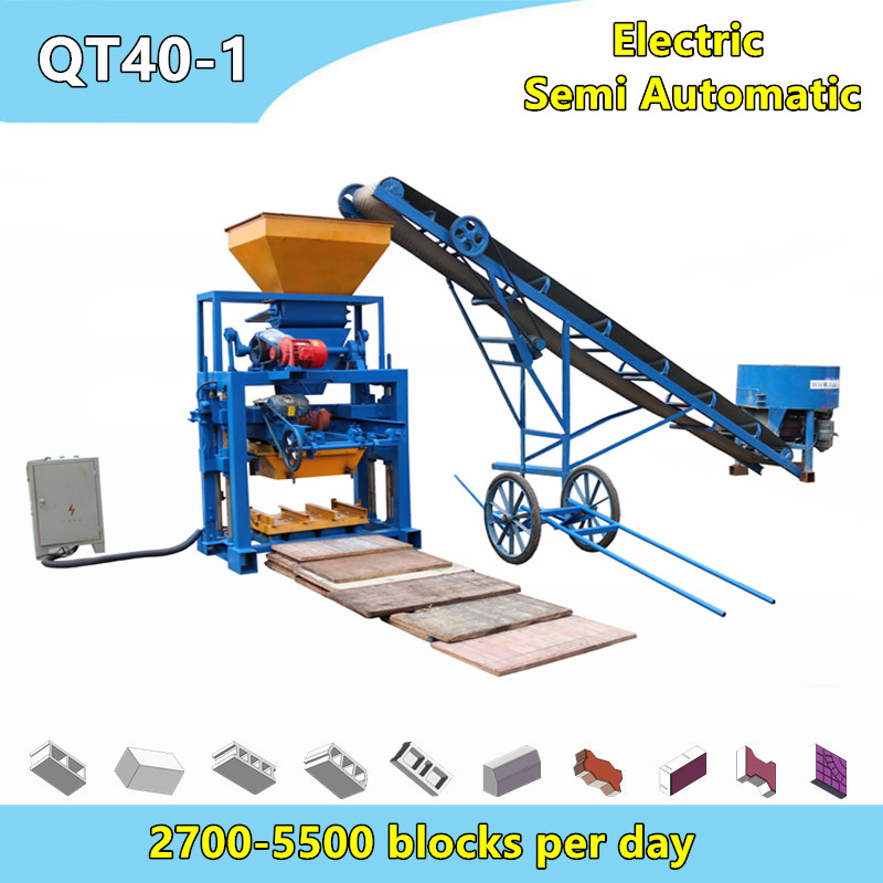 QT40-1 small concrete hollow blocks, paving bricks production machine