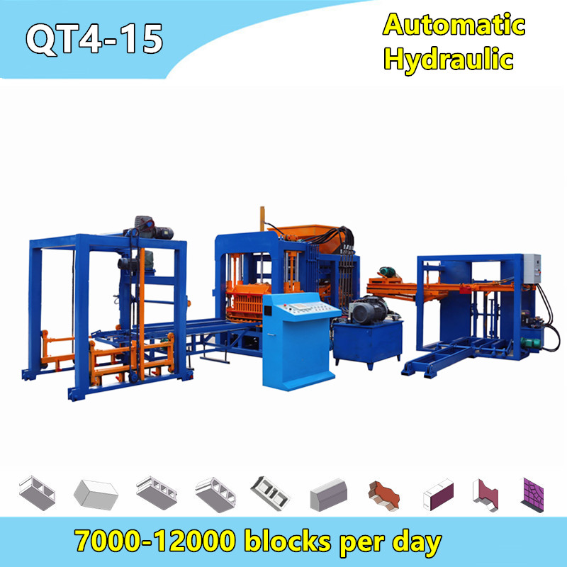 QT4-15 big automatic concrete block and pavement bricks machine