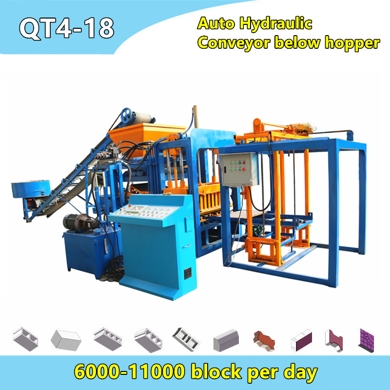 QT4-18 Automatic Hydraulic Pavement Brick Machine for 6 inch hollow blocks