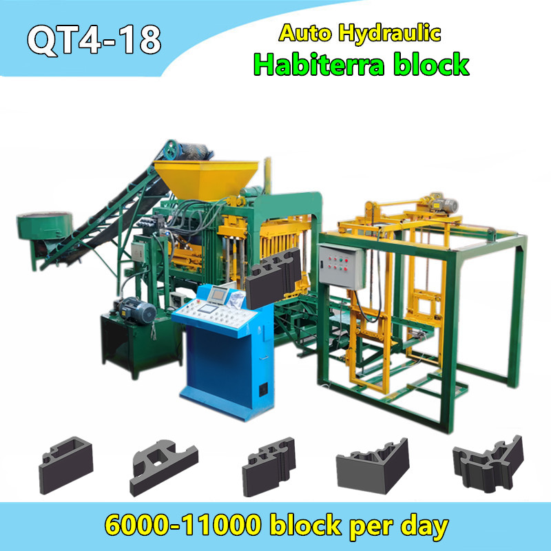 QT4-18 automatic concrete interlocking habiterra block machine