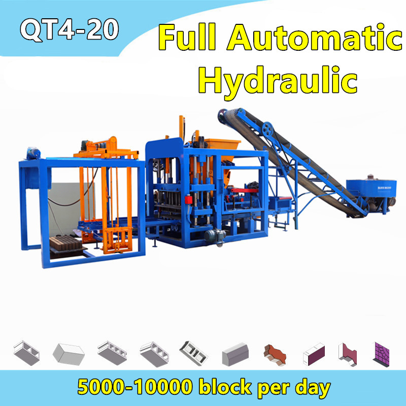QT4-18S (QT4-20) Automatic Hydraulic Pavement Brick Machine for 6 inch hollow blocks