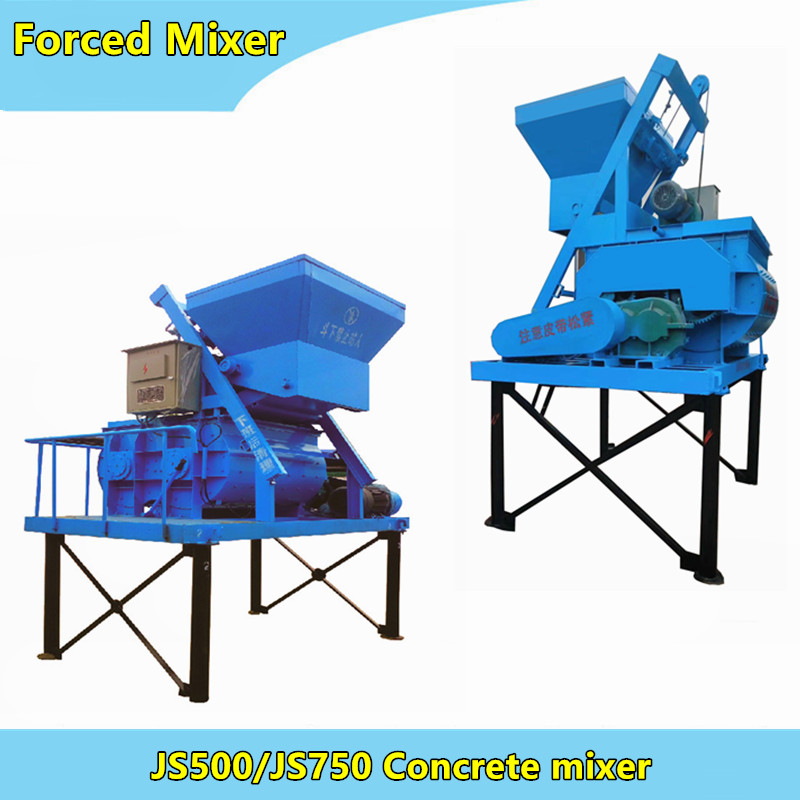 JS500 forced cement mixer and JS750 big concrete mixing machine