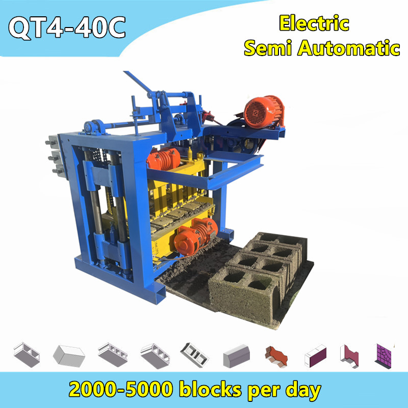 QT4-40c Small hand operation chain lifting concrete block machine for new starter