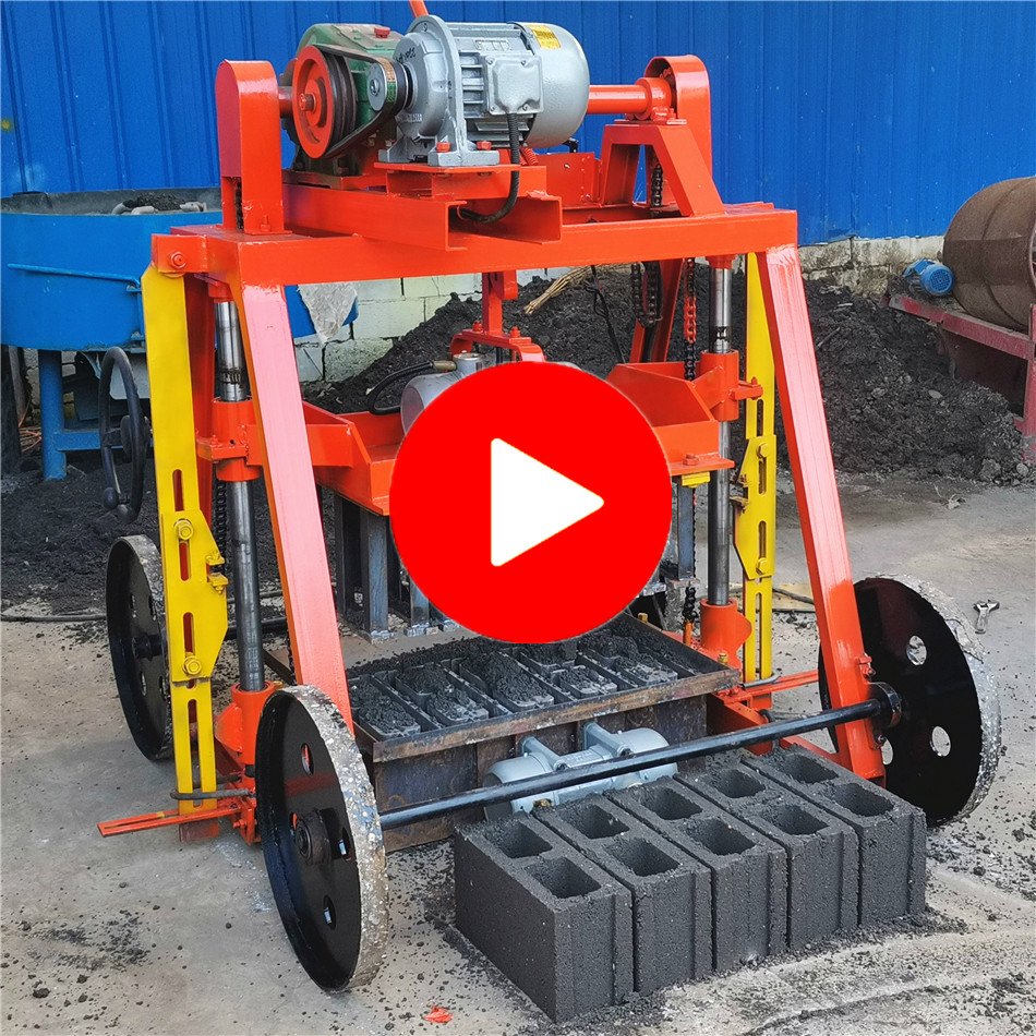 single phase or 3 phase electricity movable concrete hollow block machine with big wheels