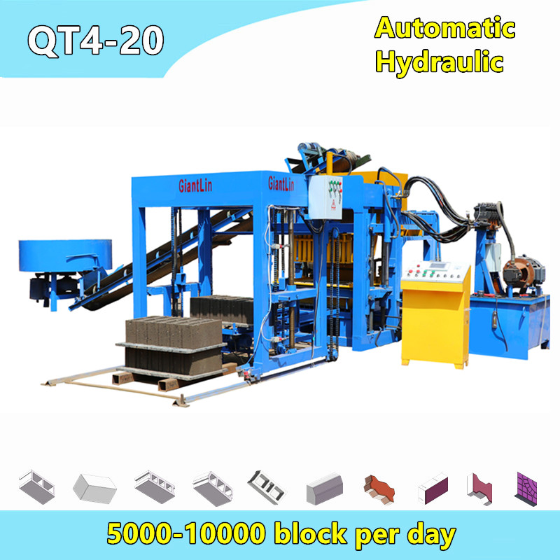QT4-18S (QT4-20) Automatic Hydraulic Pavement Brick Machine for 6 inch hollow blocks