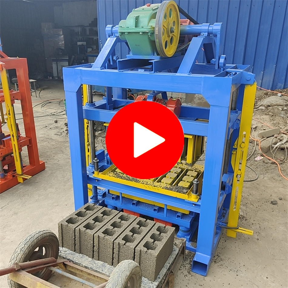 QT4-40 small manual concrete block machine detailed operation video